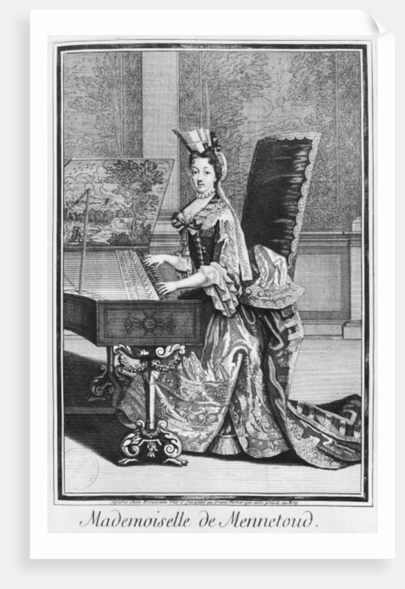 Mademoiselle de Mennetoud playing the harpsichord by Nicolas Bonnart