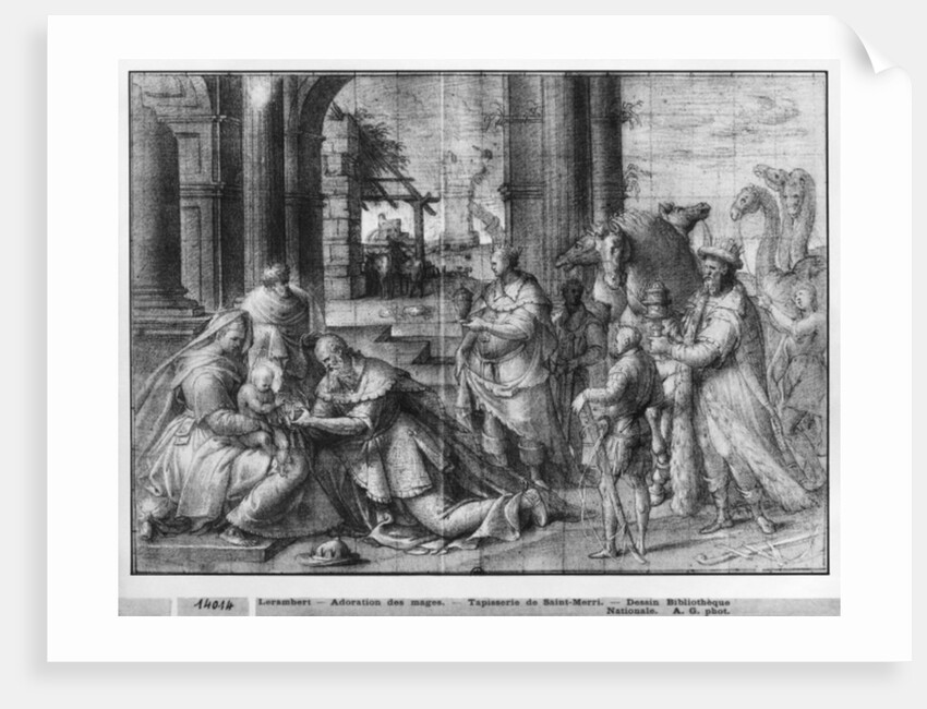 Life of Christ, Adoration of the Magi, preparatory study of tapestry cartoon for the Church Saint-Merri in Paris, c.1585-90 by Henri Lerambert