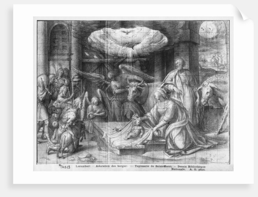 Life of Christ, Adoration of the shepherds, preparatory study of tapestry cartoon for the Church Saint-Merri in Paris, c.1585-90 by Henri Lerambert