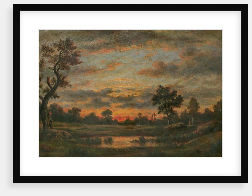 Landscape at sunset by Theodore Rousseau