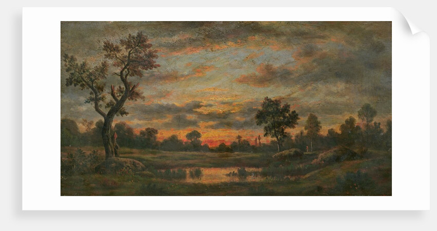 Landscape at sunset by Theodore Rousseau