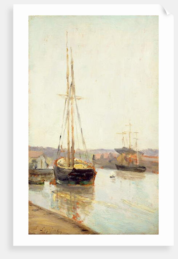 Boats on a canal by Stanislas Victor Edouard Lepine