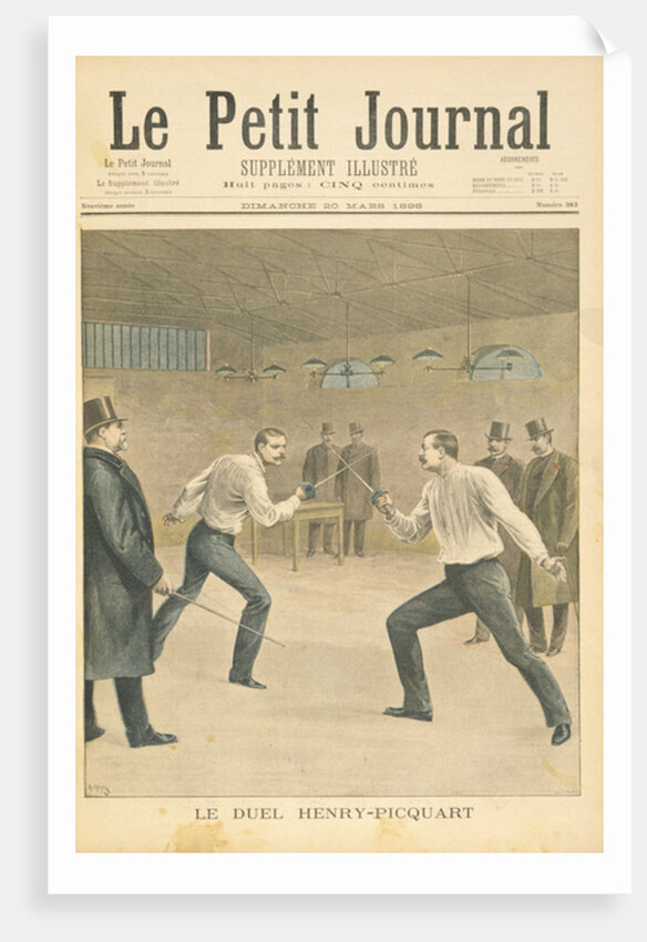 Title page depicting the Henry-Picquart duel, opposing officers during the Dreyfus affair by Henri Meyer