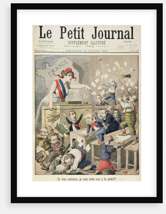 Title page depicting a ruckus in the House of Deputies by Henri Meyer