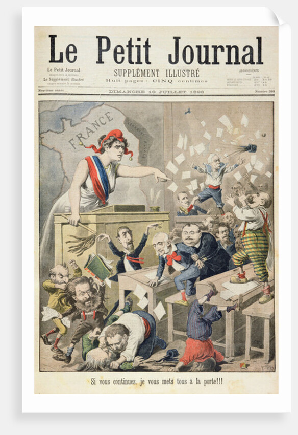 Title page depicting a ruckus in the House of Deputies by Henri Meyer