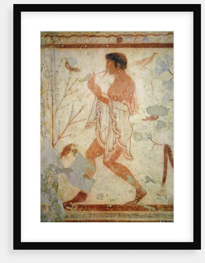 Musician playing a double flute by Etruscan