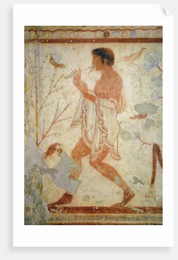 Musician playing a double flute by Etruscan