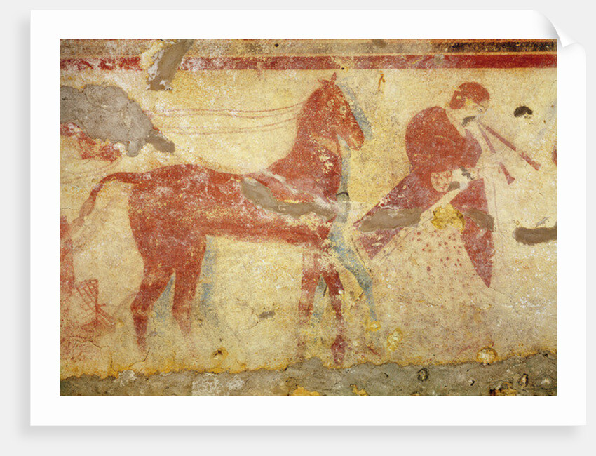 Two horses and a a musician by Etruscan
