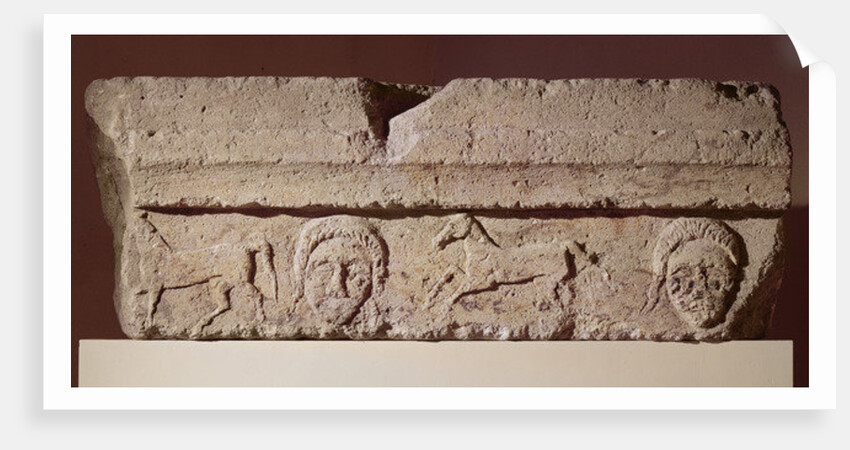 Lintel frieze with heads and horses by Gaulish Gaulish