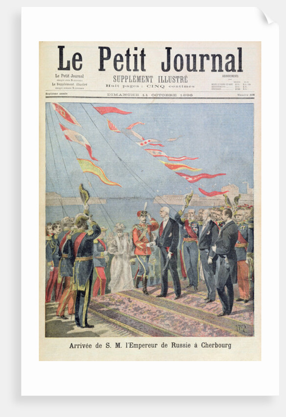 Title page depicting the arrival of his majesty the Emperor of Russia in Cherbourg by Henri Meyer