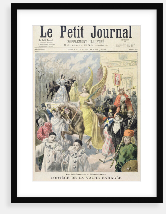 Title page depicting the procession of the mad cow, mid-Lent in Montmartre by F.L. & Tofani Oswaldo Meaulle