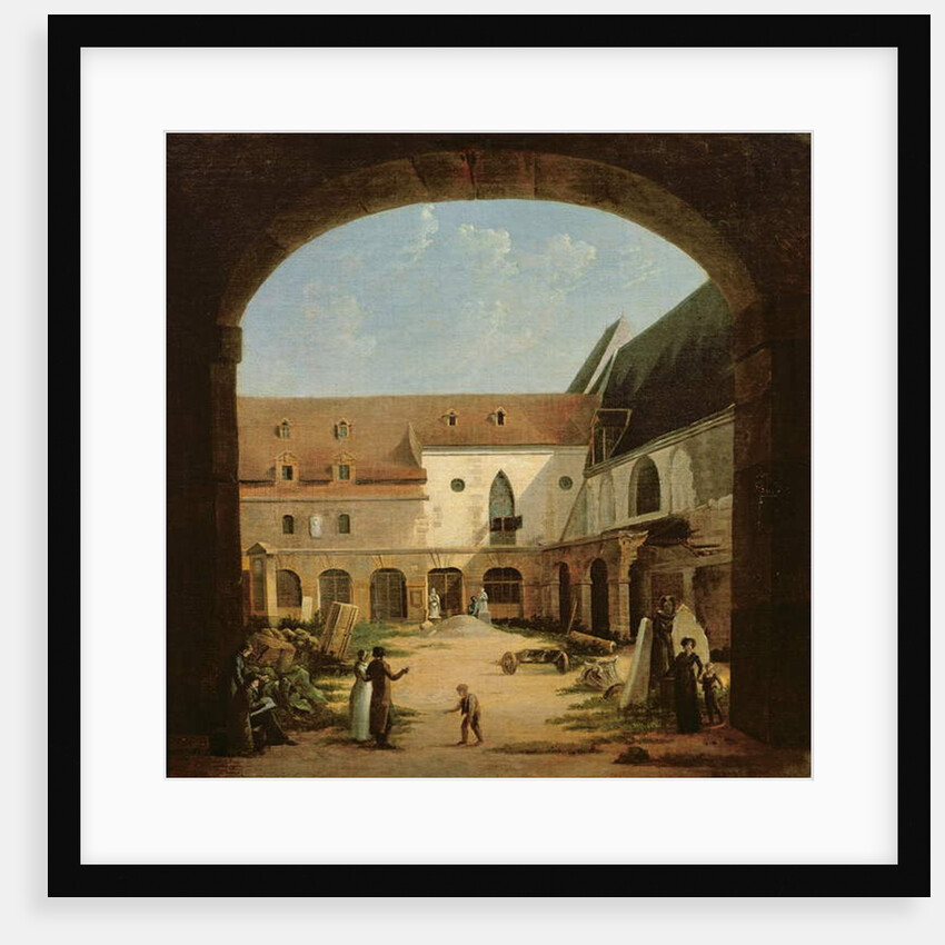 The convent courtyard of Petits-Augustins in Paris, c.1818 by Etienne Bouhot