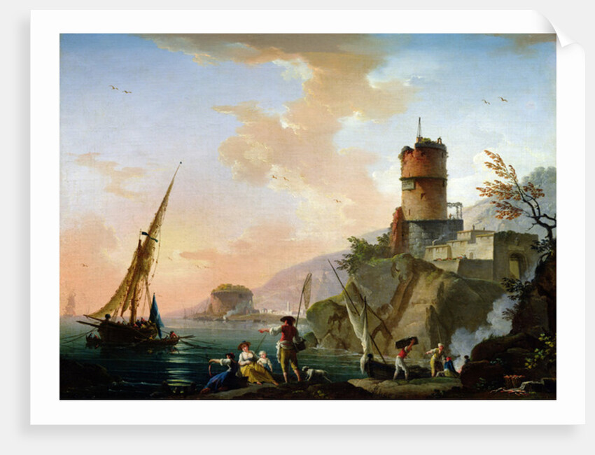View of a Mediterranean port by Charles Francois Lacroix de Marseille