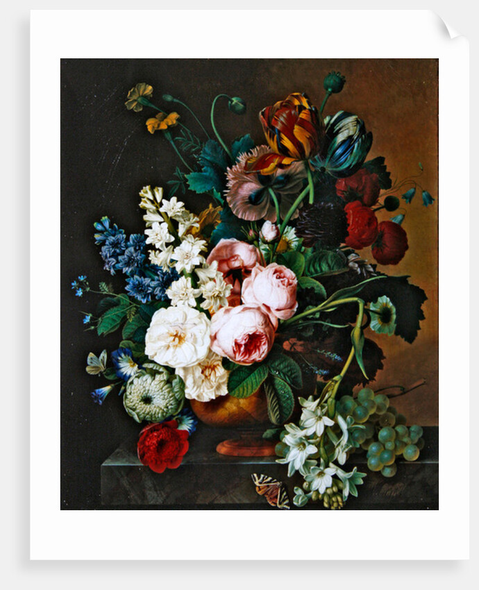 Bouquet of flowers on a marble table by Christiaan van Pol
