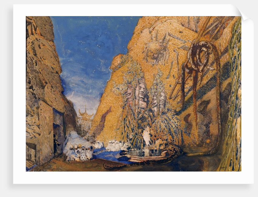 Stage set for the 'Dieu Bleu', by Reynaldo Hahn 1911 by Leon Bakst