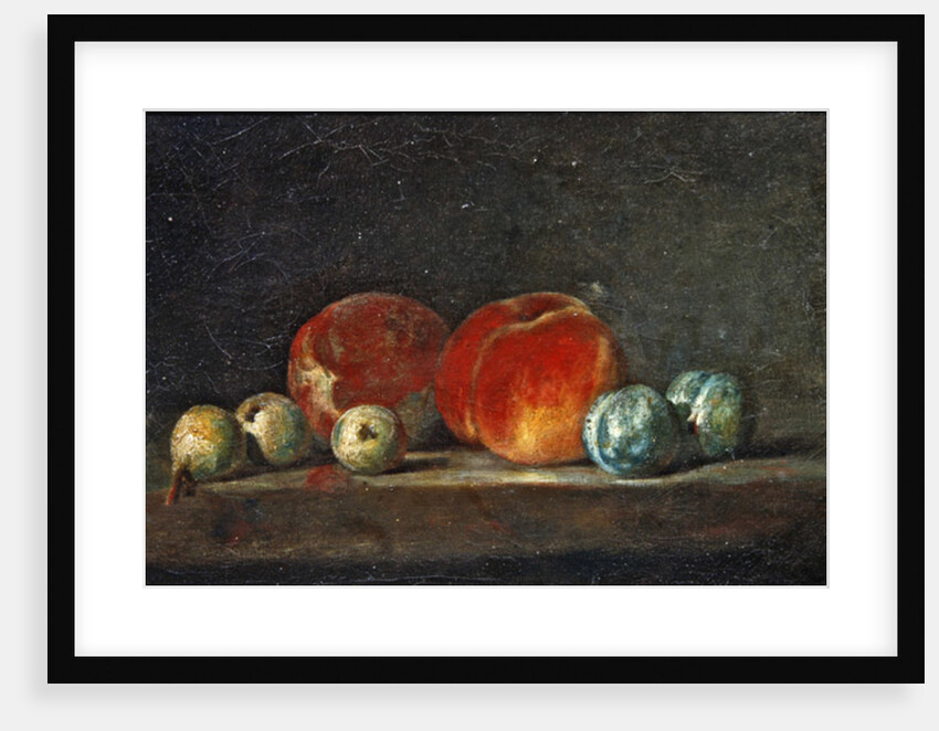 Peaches, Pears and Plums on a table by Jean-Baptiste Simeon Chardin