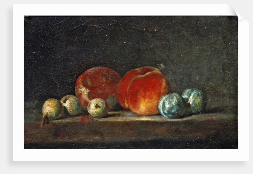Peaches, Pears and Plums on a table by Jean-Baptiste Simeon Chardin