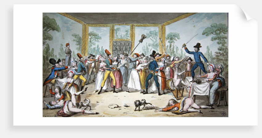 Riotous scene in a tavern during the period of the French Revolution, c.1789 by Etienne Bericourt