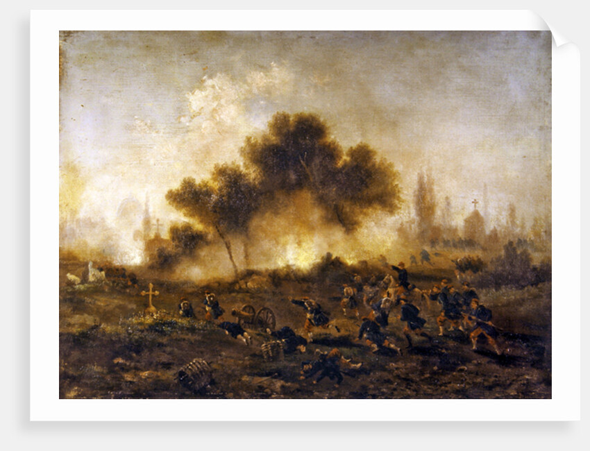 Paris Commune: assault on a cemetery by regular troops and capture of the barricades in May 1871, 1871 by Gustave Clarence Rodolphe Boulanger