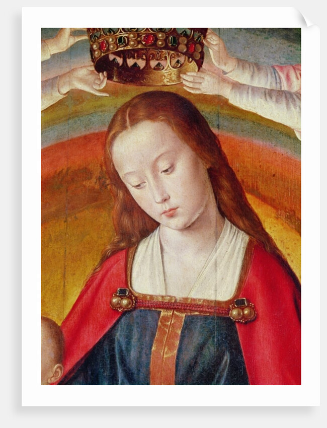 The Virgin Mary with her Crown, detail of the Coronation of the Virgin, centre panel from the Bourbon Altarpiece, c.1498 by (fl.c.1483-c.1529) Master of Moulins
