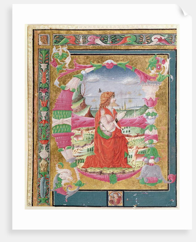 Historiated initial letter 'E' with a kneeling figure of King David, 1482-83 by Giovanni & Cicognara Antonio (attr.to) Gadio