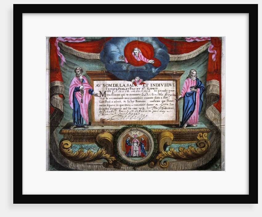 Marriage Certificate for Claude Monnard issued at Lyon in 1672 by French School