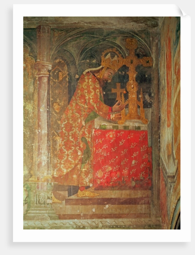 The Holy Roman Emperor Charles IV places the relic of the thorn from the crown of Christ in a reliquary by Nikolaus Wurmser