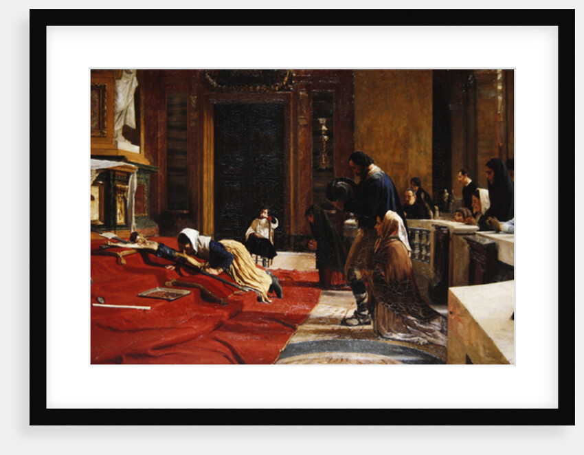 Creeping to the Cross on Good Friday at the church of San Carlo ai Catinari, Rome, 1884 by Remy Cogghe