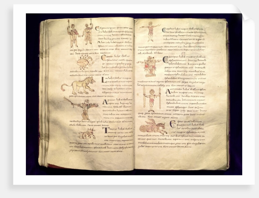 Ms 422 Fol.27v & 28r Path of the moon across the constellations by French School