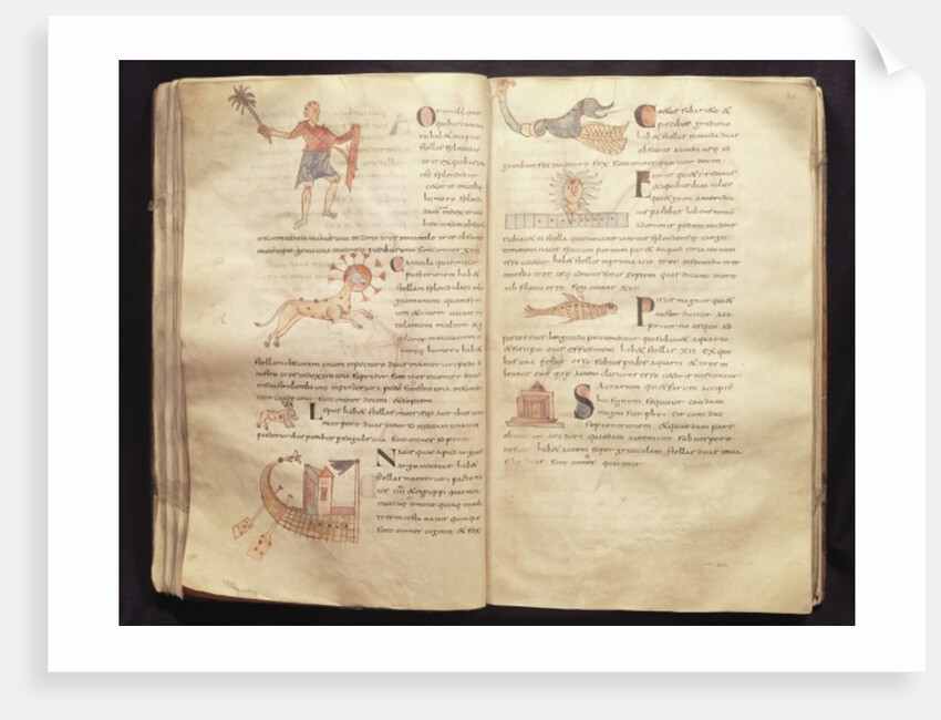 Ms 422 Fol.29 & 30 Path of the moon across the constellations by French School