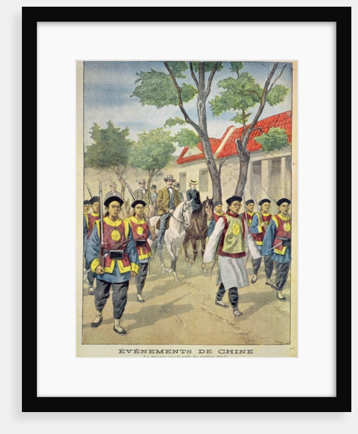 European foreigners under armed escort by Chinese regular soldiers during the Boxer rebellion of 1899-1901 by Oswaldo Tofani