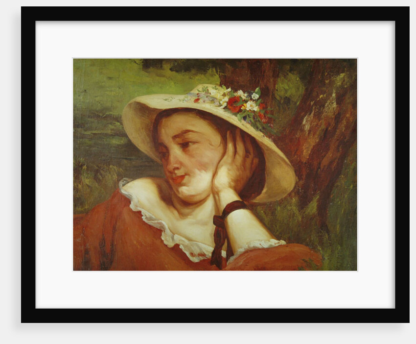Woman in a Straw Hat with Flowers, c.1857 by Gustave Courbet