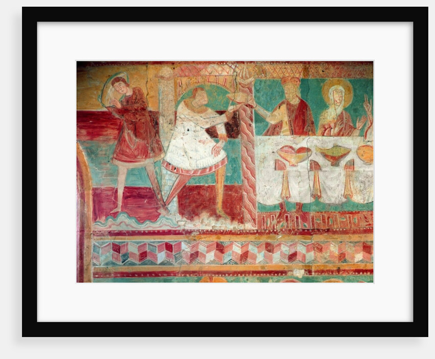Servants bringing a jar of wine and offering a cup to a guest at the Marriage at Cana by French School
