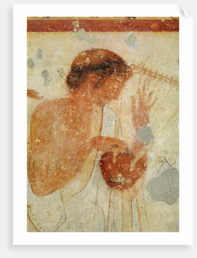 Detail of Musician playing the zither or the lyre by Etruscan