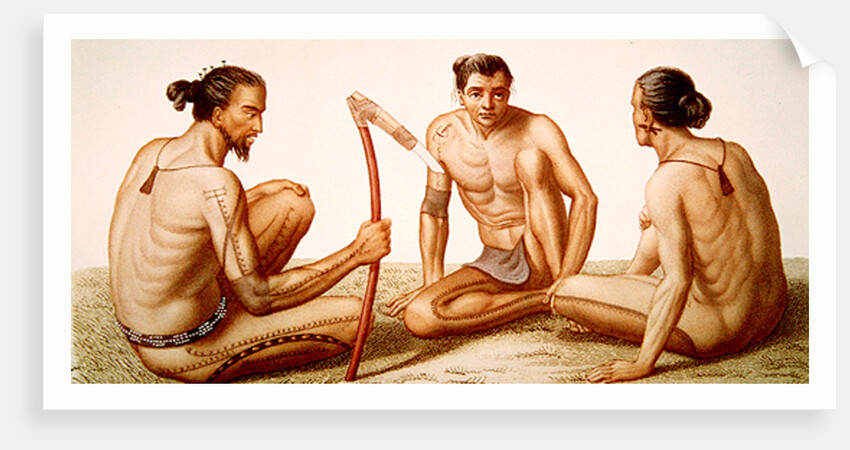 Habitants of the island of Oualan in the Caroline Islands archipelago by French School