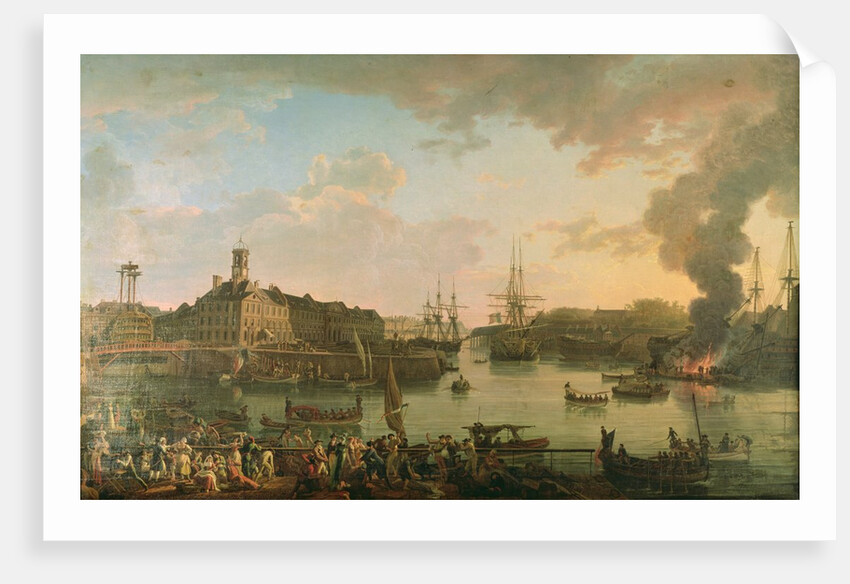 View of the port of Brest from the covered docks in 1795, 1795 by Jean-Francois Hue