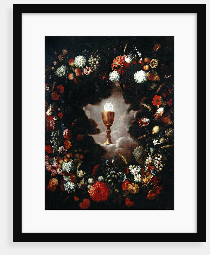 Chalice surrounded by flowers and fruits by Bartolomeo Perez