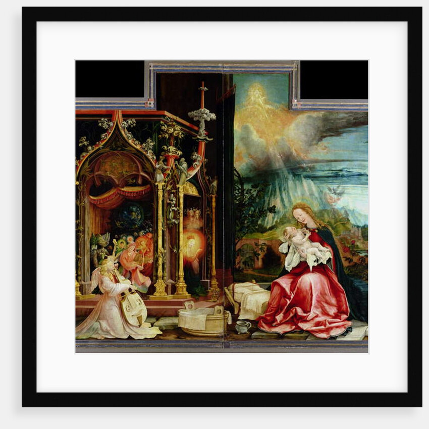 Nativity and concert of angels from the Isenheim Altarpiece, central panel by Matthias Grunewald