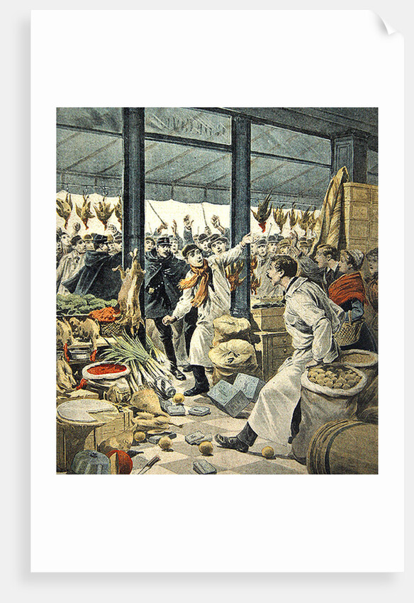 Strike of the grocers, a brawl, title page from 'Le Petit Journal', 8 January 1899 by French School