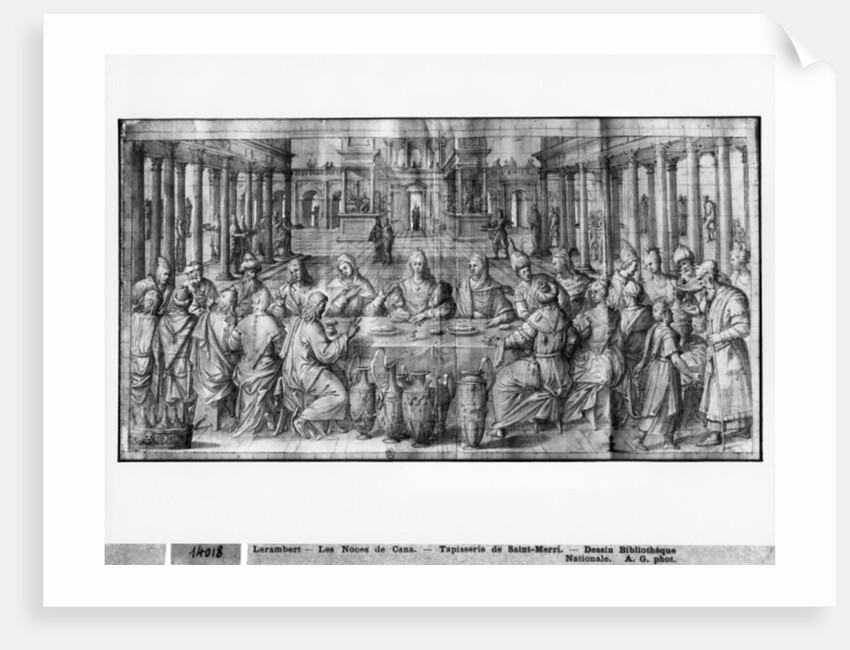 Life of Christ, Marriage at Cana, preparatory study of tapestry cartoon for the Church Saint-Merri in Paris, c.1585-90 by Henri Lerambert