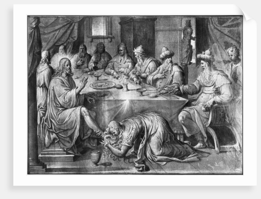 Life of Christ, the Meal at the House of Simon the Pharisee, preparatory study of tapestry cartoon for the Church Saint-Merri in Paris, c.1585-90 by Henri Lerambert