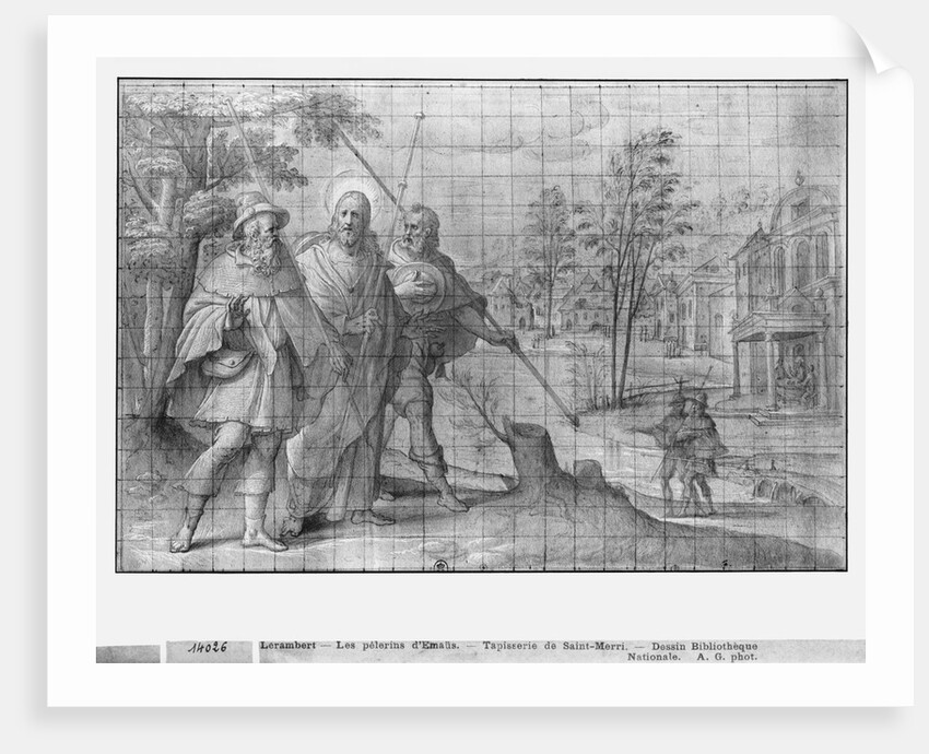Life of Christ, Christ on the road to Emmaus, preparatory study of tapestry cartoon for the Church Saint-Merri in Paris, c.1585-90 by Henri Lerambert
