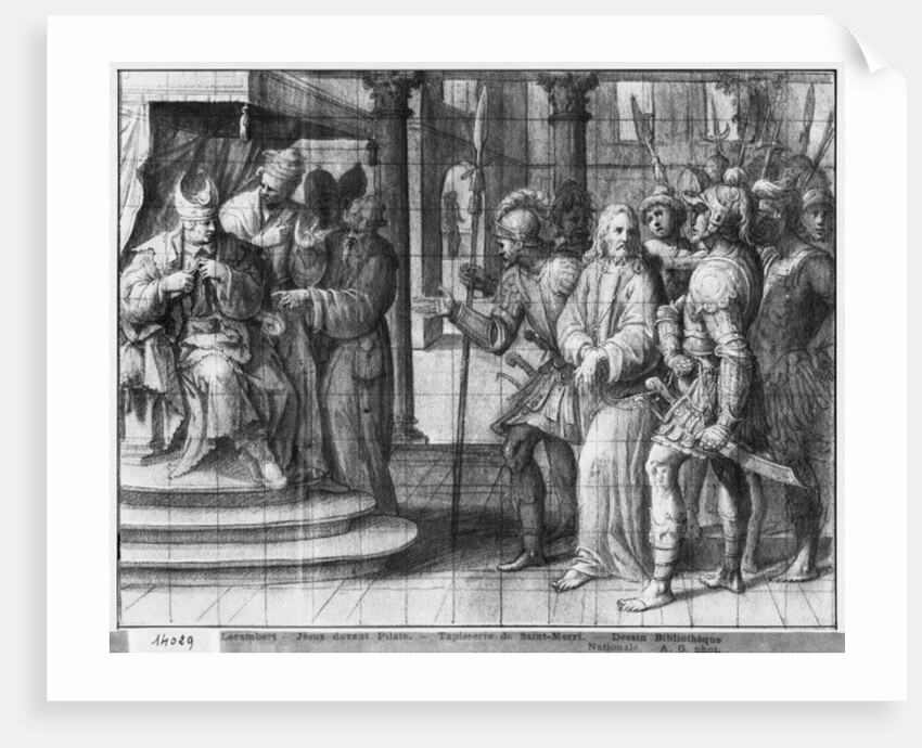 Life of Christ, Christ before Pontius Pilate, preparatory study of tapestry cartoon for the Church Saint-Merri in Paris, c.1585-90 by Henri Lerambert