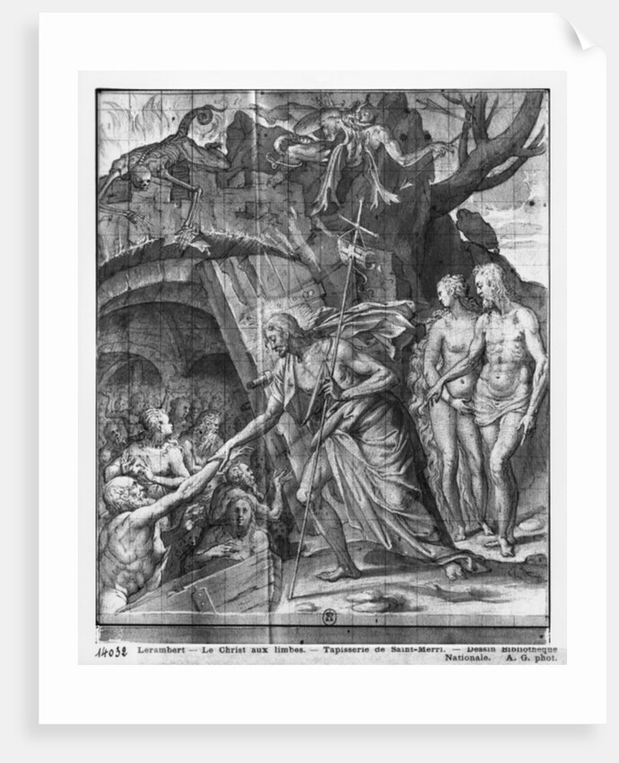 Life of Christ, Christ's Descent into Limbo, preparatory study of tapestry cartoon for the Church Saint-Merri in Paris, c.1585-90 by Henri Lerambert