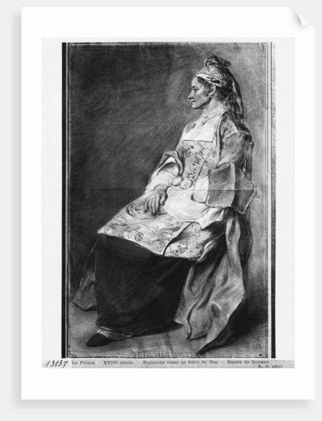 Russian girl farmer in traditional costume for feast days by Jean Baptiste Leprince