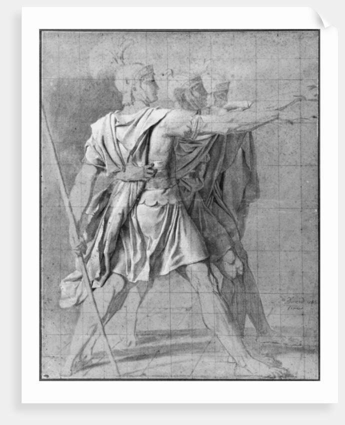 The three Horatii brothers, study for 'The Oath of the Horatii', 1785 by Jacques Louis David