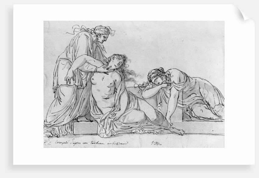 Old woman leaning over two fainting women, c.1776 by Jacques Louis David