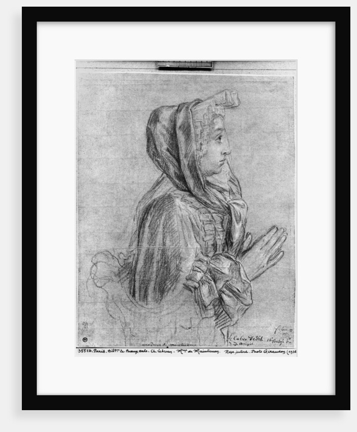 Half length profile of a woman with hands clasped, known as Madame de Maintenon by Charles Le Brun