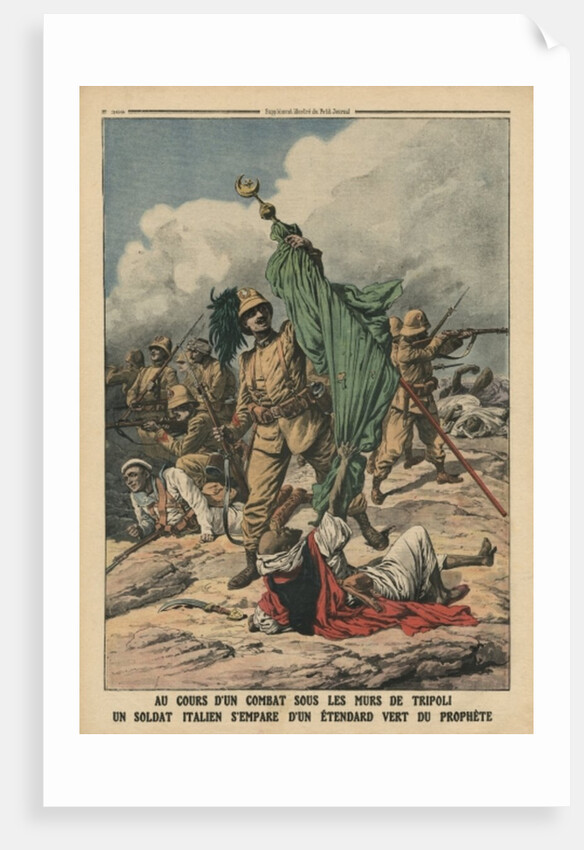 An Italian soldier seizing the green standard of Prophet Muhammed by French School