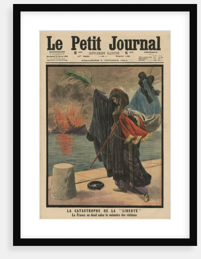 Catastrophe of the pre-dreadnought battleship 'Liberte', France in mourning for the victims by French School